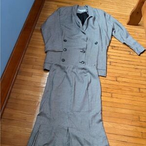 Norma Kamali Houndstooth Blazer and Long pleated Skirt Set